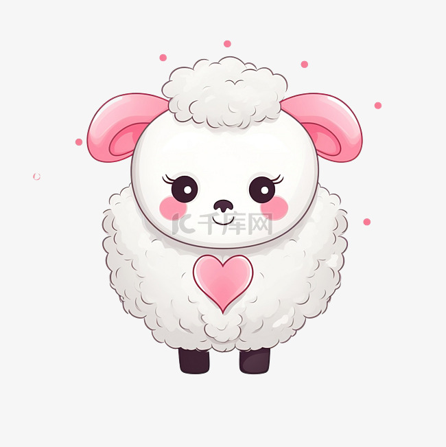 可爱的羊和心
