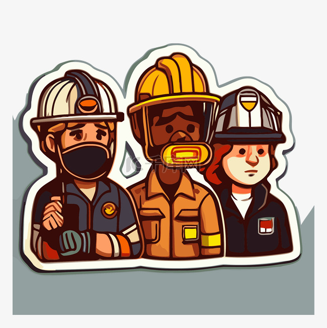 显示几个穿着火灾危险制服的人的