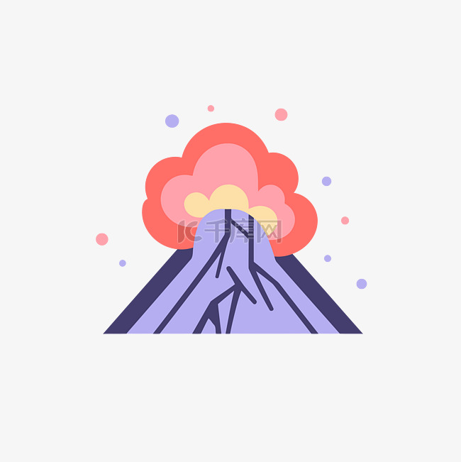 火山火球和烟雾图标 向量