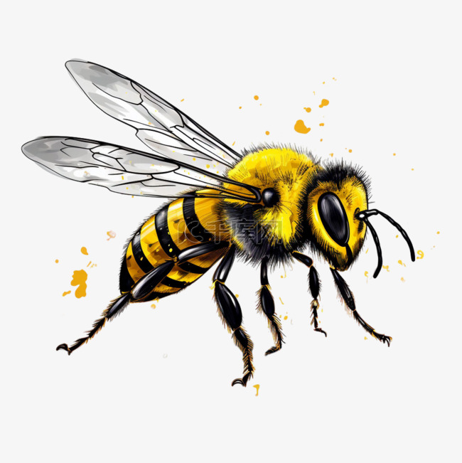 黄非凡色蜜蜂元素立体免抠图案
