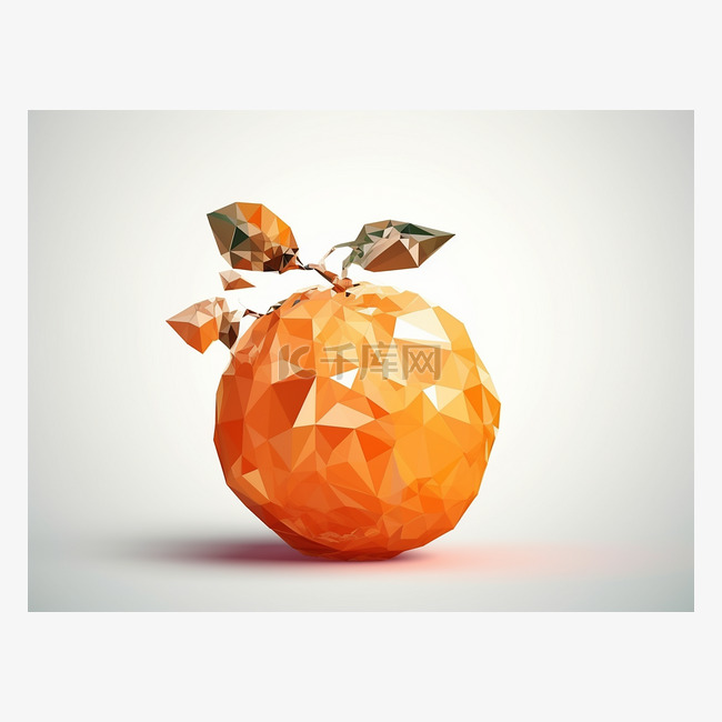 物体上的低多边形橙色水果