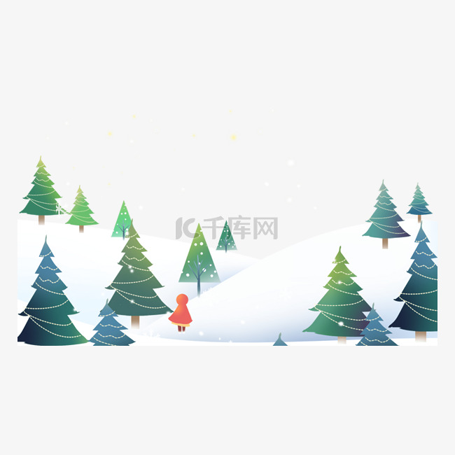 圣诞冬季森林人物剪贴画
