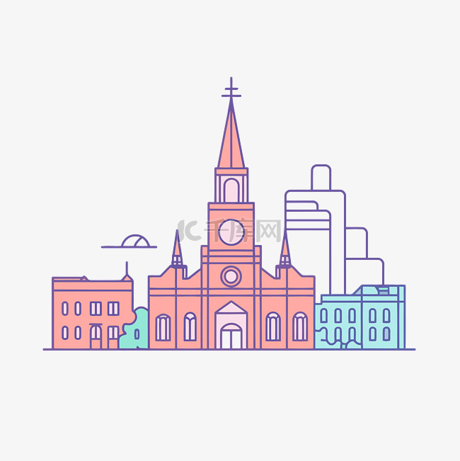 新奥尔良大教堂矢量图