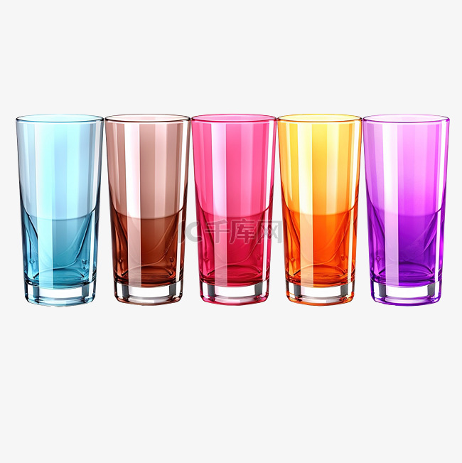 不同颜色的玻璃，它们也用于饮用