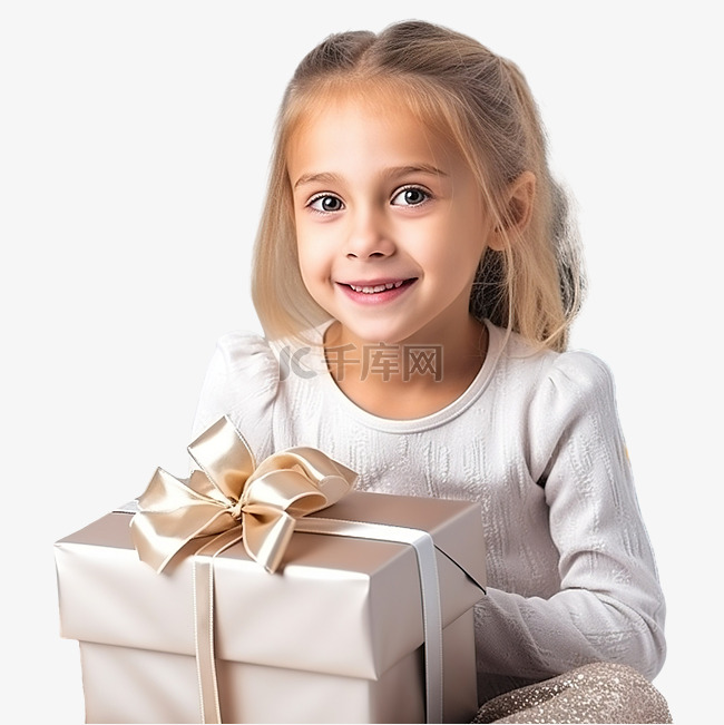 圣诞树附近家里有圣诞礼盒的小女