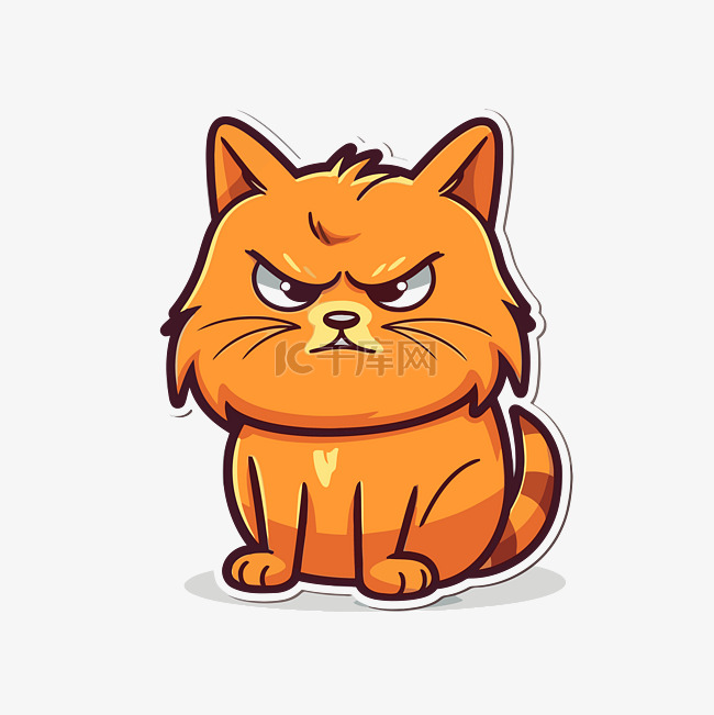 一只愤怒的橙色猫的贴纸 向量