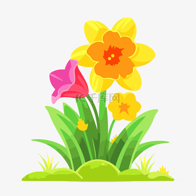 免费春天花朵剪贴画矢量插画花朵