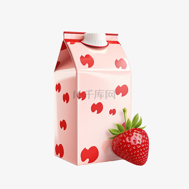 草莓牛奶纸盒png文件
