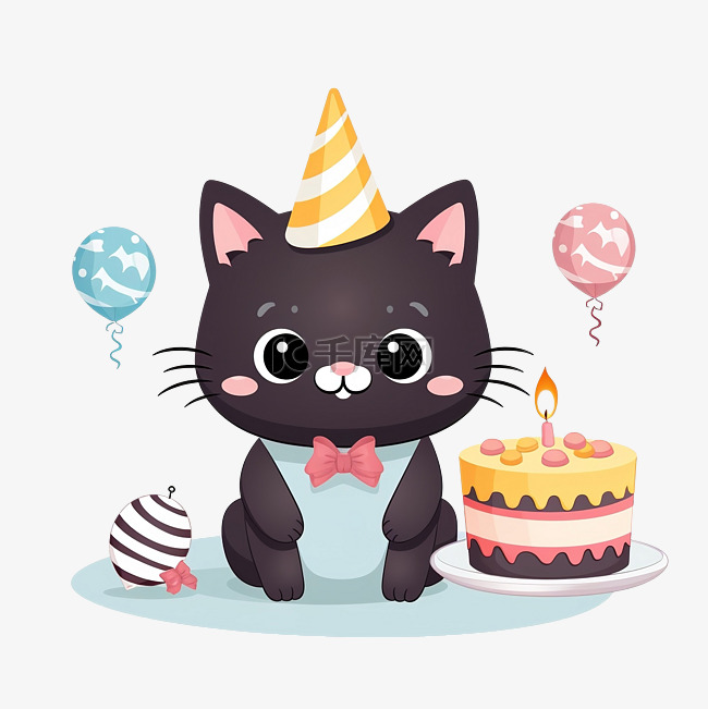 生日快乐猫与蛋糕