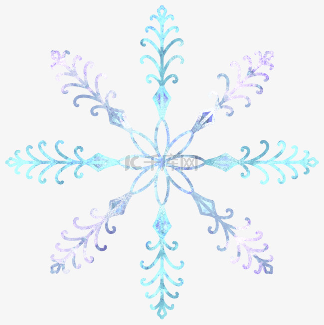 冬天圣诞蓝色雪花冰晶花纹