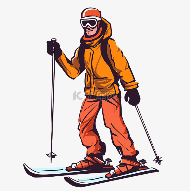 滑雪者剪贴画滑雪男性与滑雪板隔
