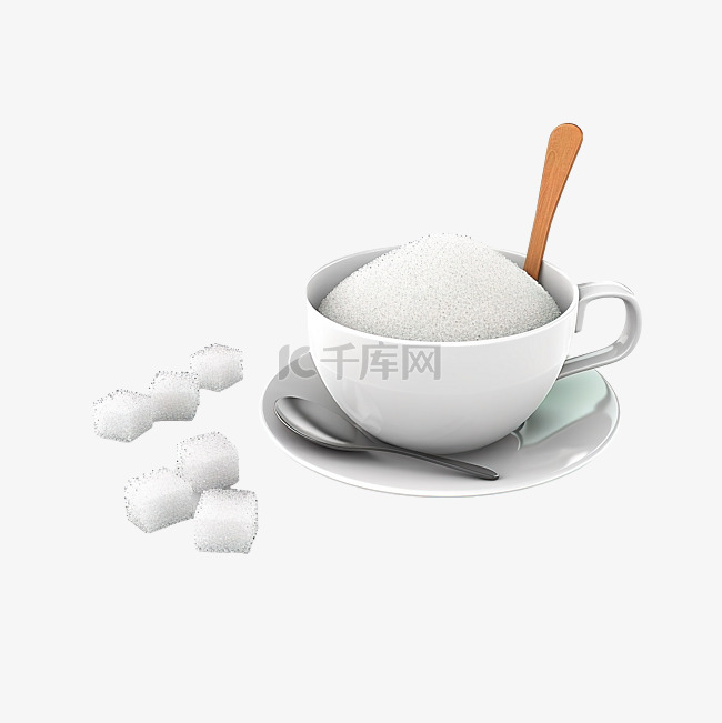 3d 渲染茶和糖分离