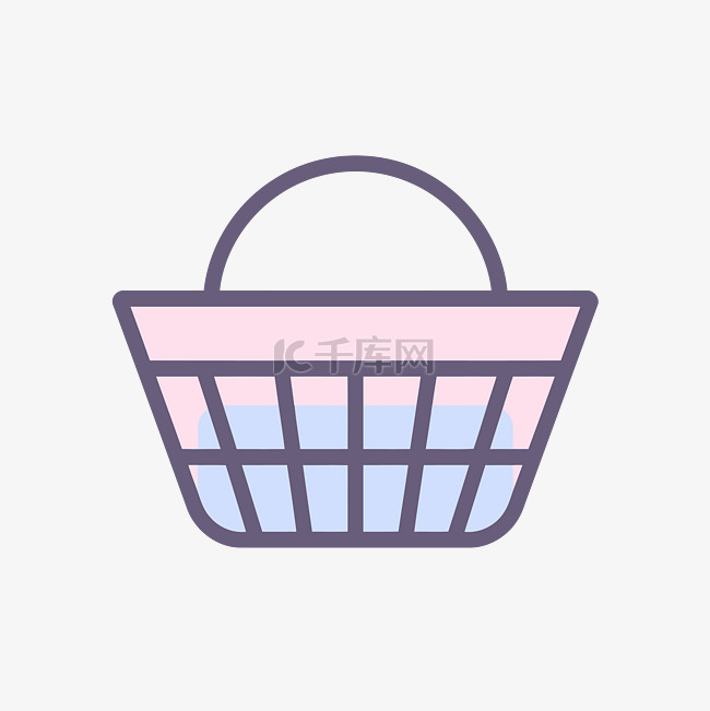 购物篮图标为粉色和蓝色 向量