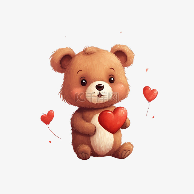 可爱的熊和心