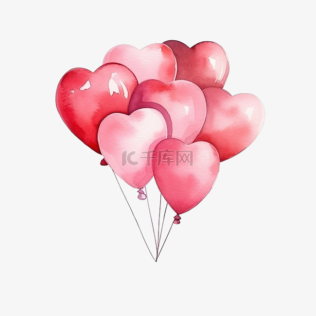 水彩气球情人节