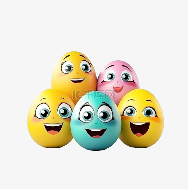 快乐的复活节彩蛋与可爱的微笑表