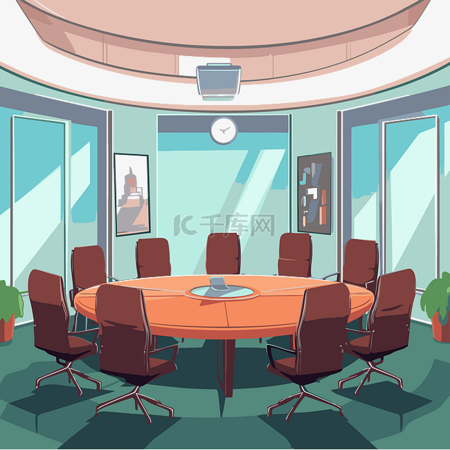 会议室剪贴画 会议室绘图平面风格插画卡通 向量素材图片免费下载-千库网
