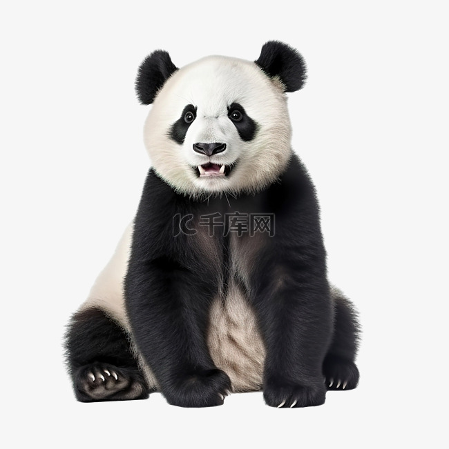 可爱美丽的熊猫坐着，脸上带着微