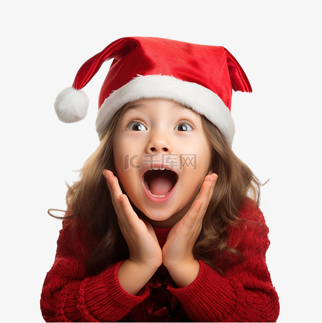 庆祝圣诞节的小女孩睁大眼睛寻找