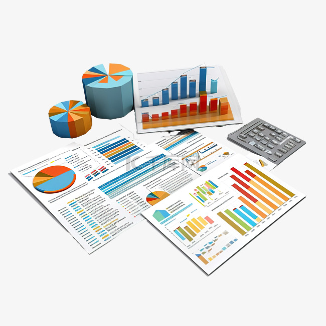 财务报告演示材料和财务记录的图