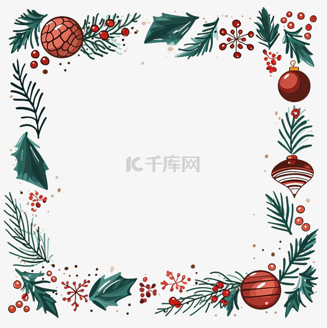 卡通简单线条风格装饰圣诞节的框