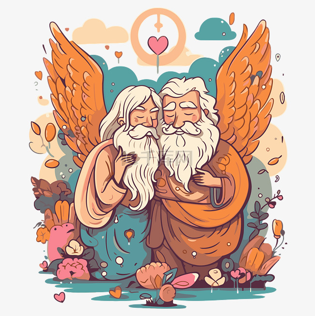 众神之爱剪贴画 两个天使卡通插