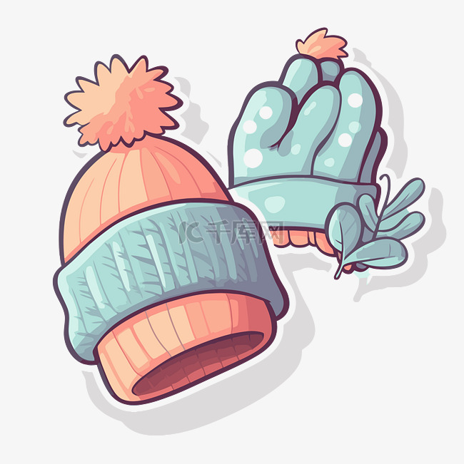 卡通冬季帽子和手套剪贴画 向量