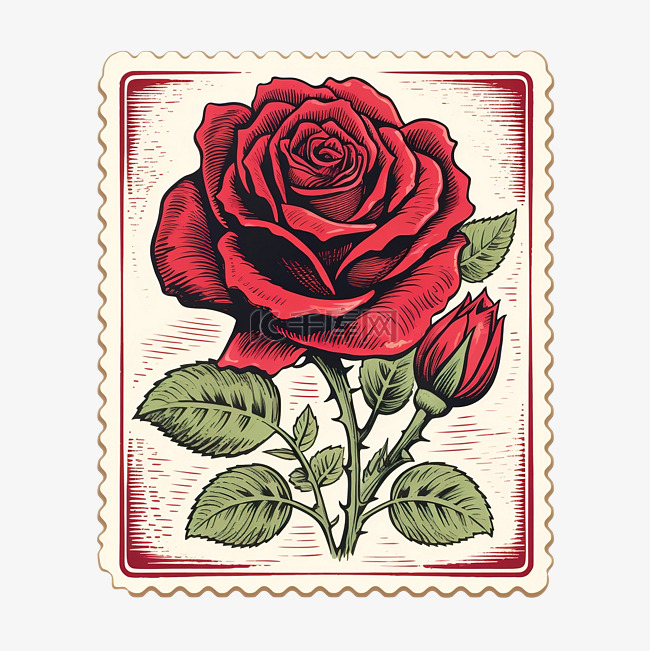 玫瑰邮票印记 PNG