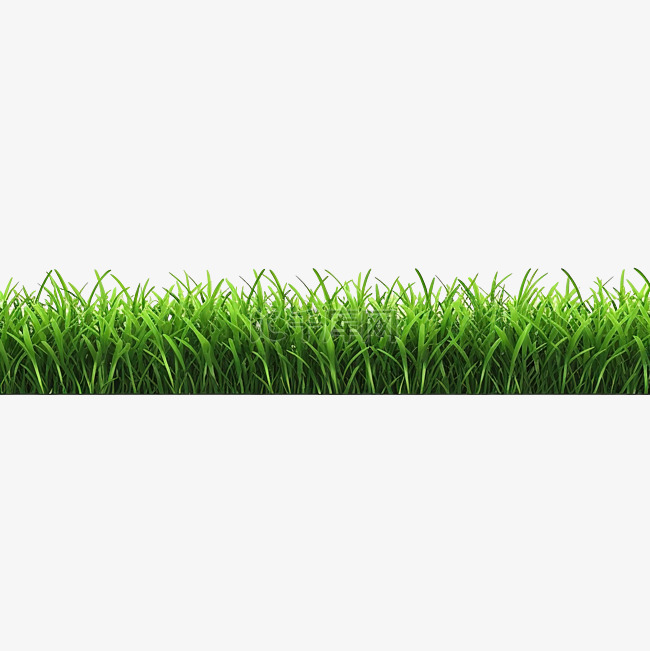 明亮的绿色草边框隔离 3D 渲