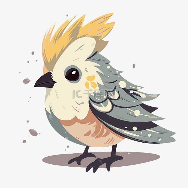 不同颜色毛皮卡通小鸟的玄凤鹦鹉