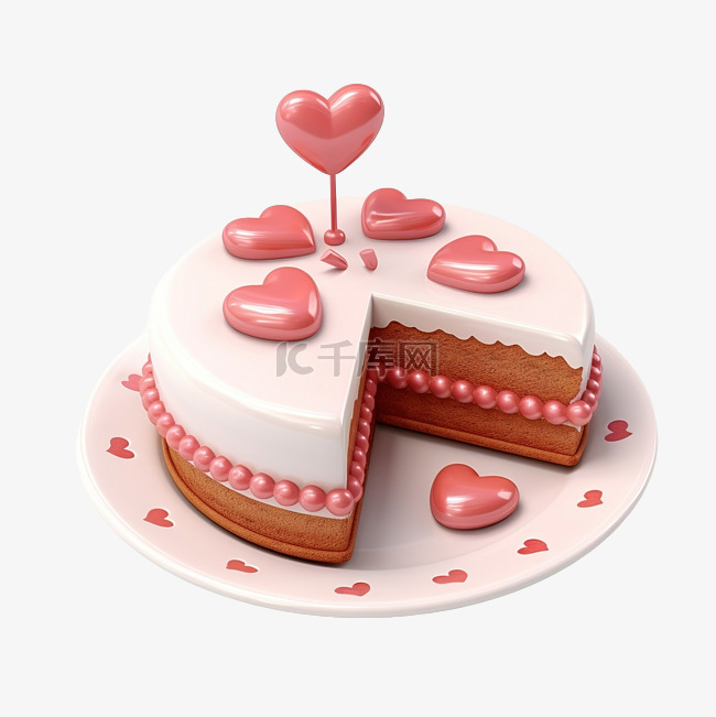 3d 插图爱蛋糕