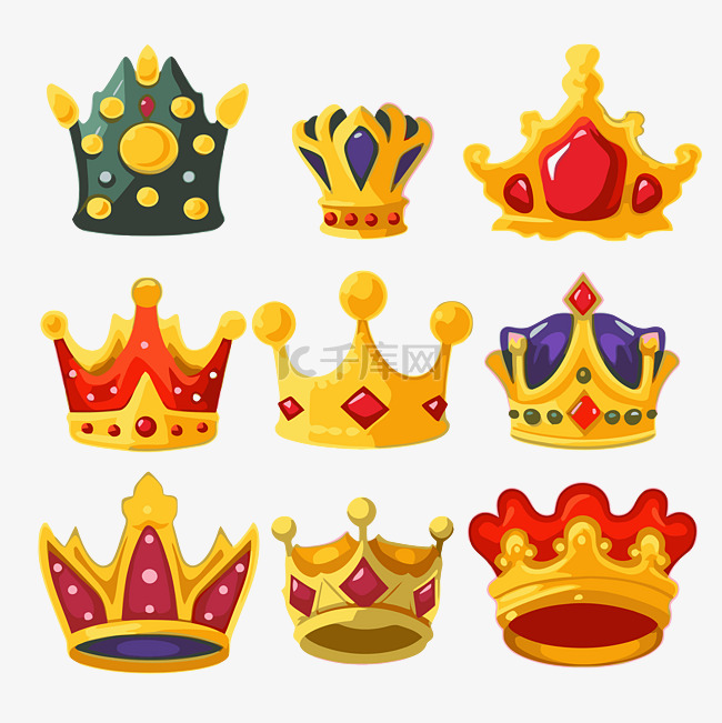 皇冠剪贴画卡通形象的几个皇冠和