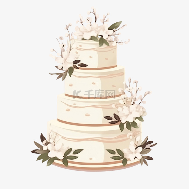 简约风格的婚礼蛋糕插图