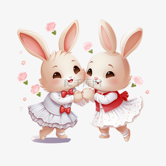 可爱的兔子跳舞png插图
