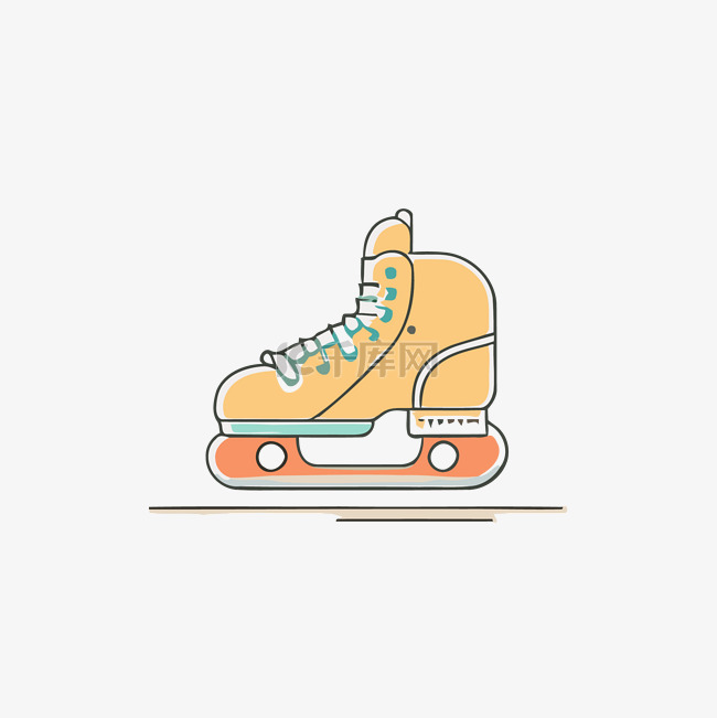 溜冰鞋的小线条风格图像 向量