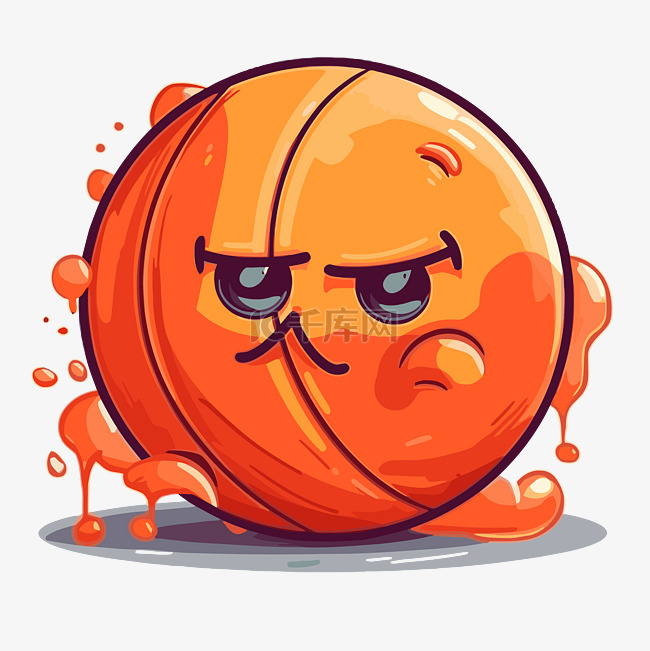 篮球剪贴画橙色篮球与愤怒的脸矢