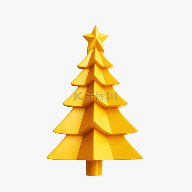 黄色柔和时尚的简约圣诞树