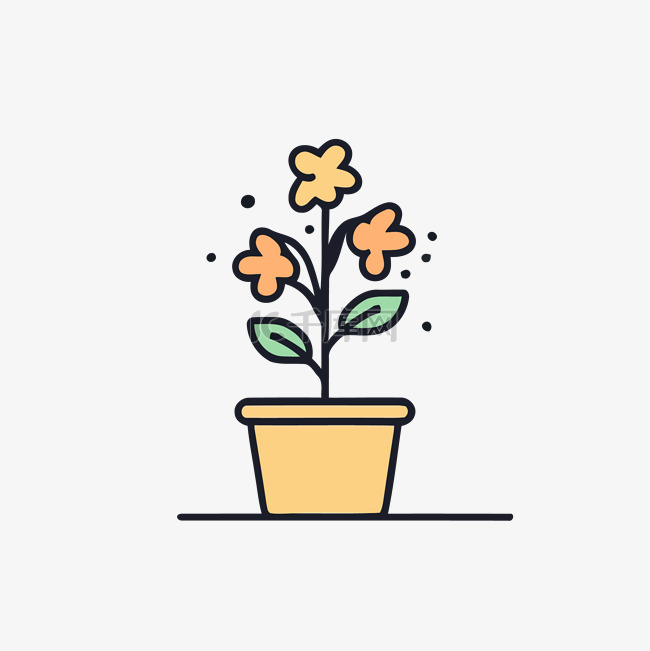 带植物的花盆的简单图标 向量