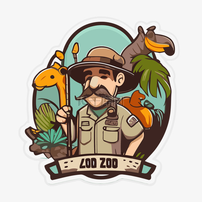 徽章与动物园西装剪贴画中的卡通