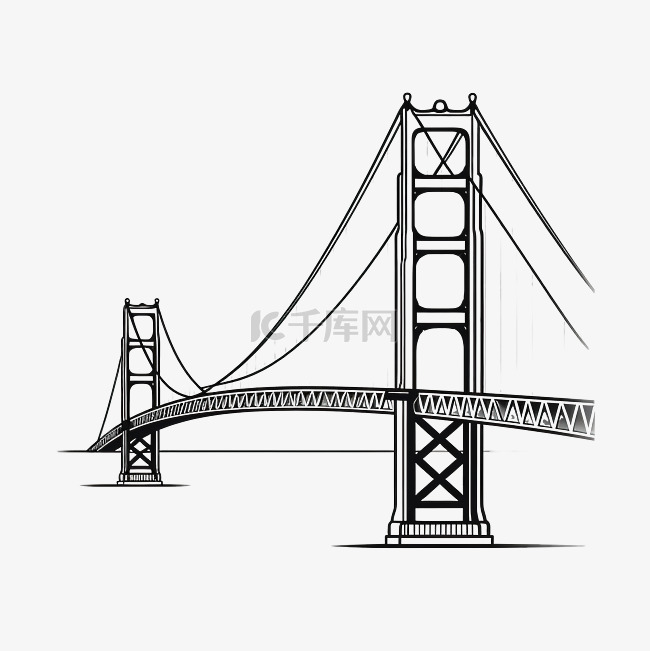 金门大桥地标前立面图轮廓简图