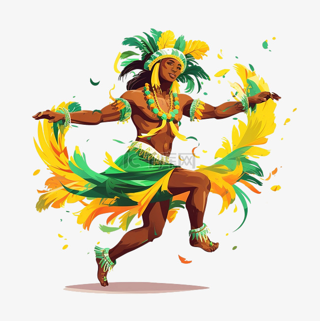 男人跳舞巴西狂欢节插画
