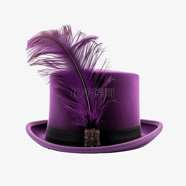 带羽毛的紫色礼帽