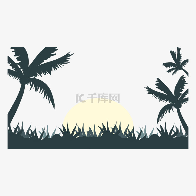 森林景观横图椰子树剪影