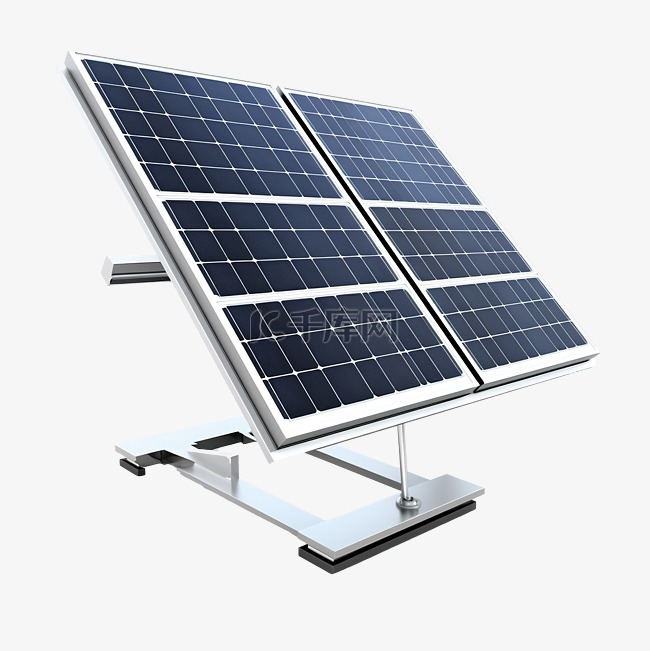 太阳能电池板和太阳的 3d 插图