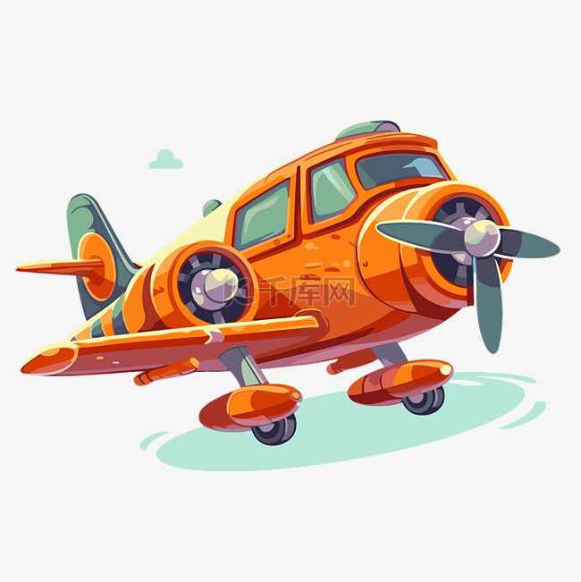 飞机剪贴画 橙色孩子的飞机飞行