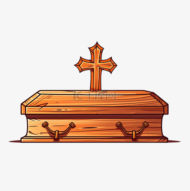 木棺材与交叉万圣节矢量图