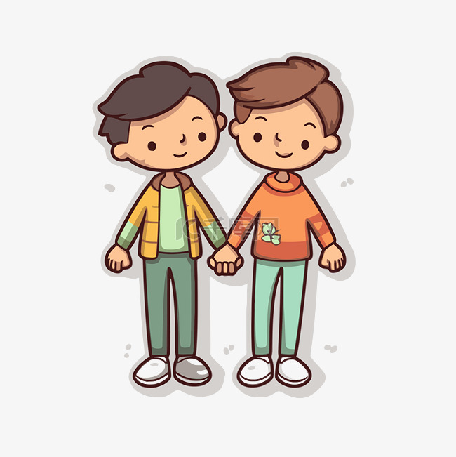 同性恋关系插图两个卡通人物牵手