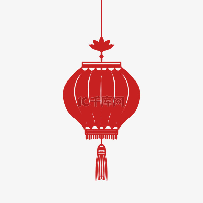 节日灯笼中国风格红色剪纸灯笼新