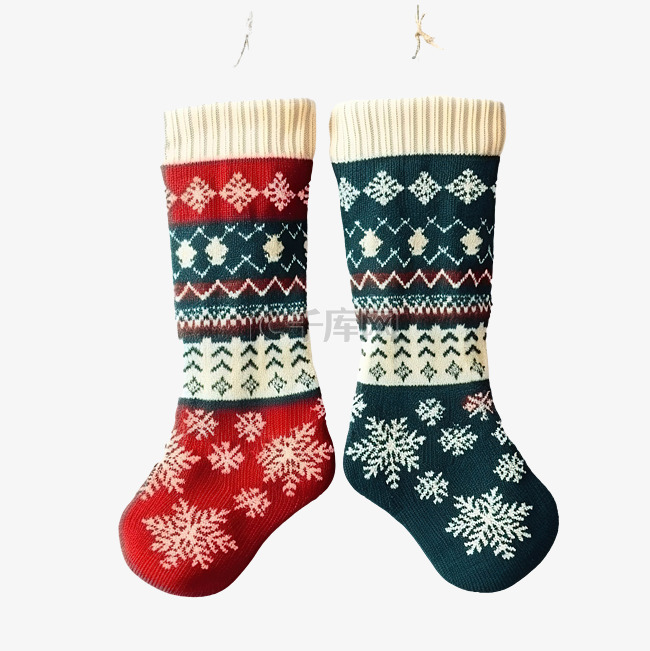 圣诞保暖袜子和风景顶视图圣诞风