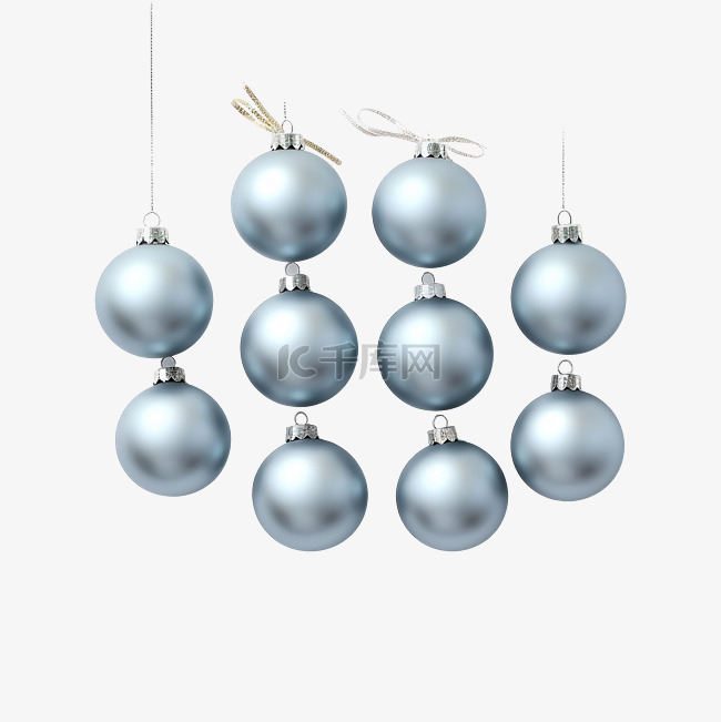 柔和的灰色圣诞经典蓝色球